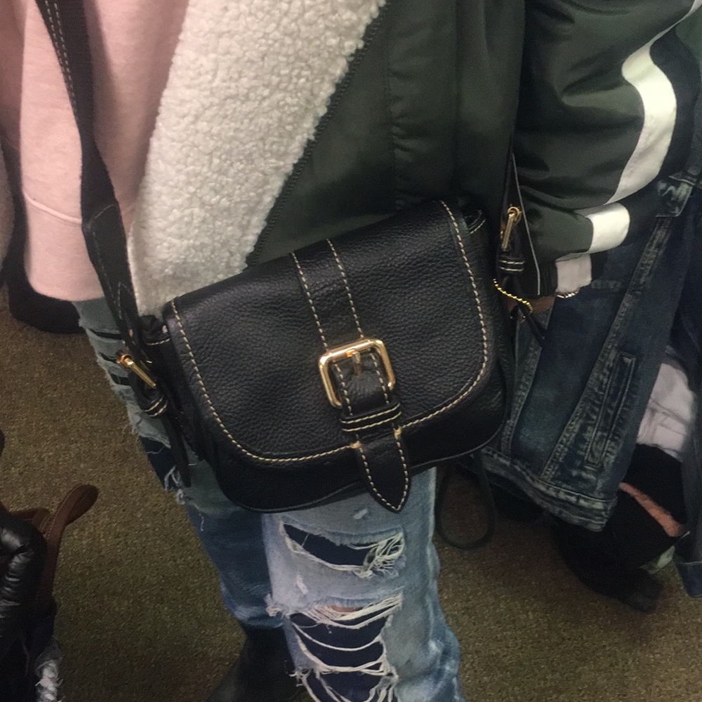 NWT High Fashion black leather mini crossbody bag